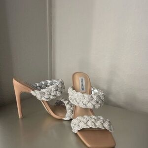Steve Madden Glittering Silver and Tan Heels